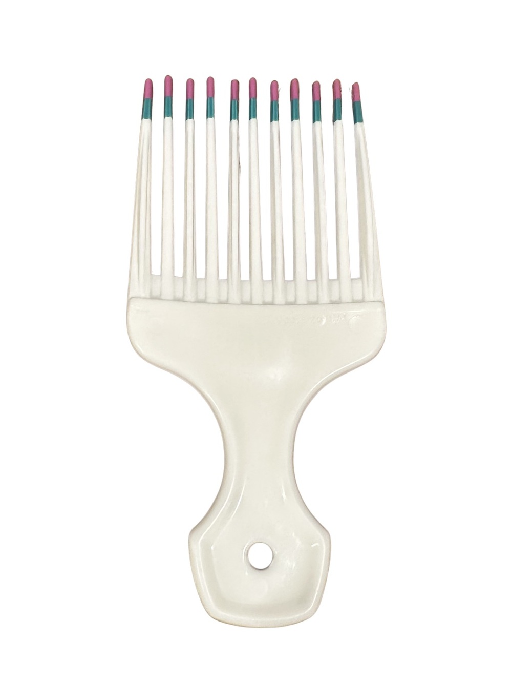 Vintage Color Dip HAIR PICK Lift Comb White Retro 80s USA Patent